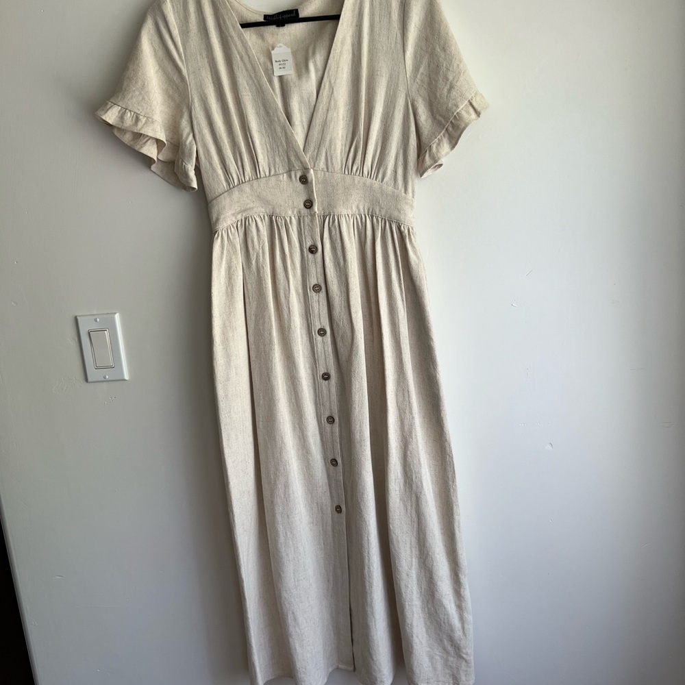 Elegant Cream Button-Down Dress